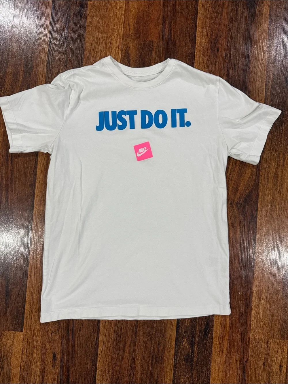 Nike Men’s White T-Shirt with Blue “JUST DO IT.” Graphic